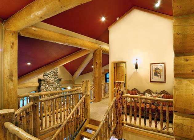 handcrafted log house interior